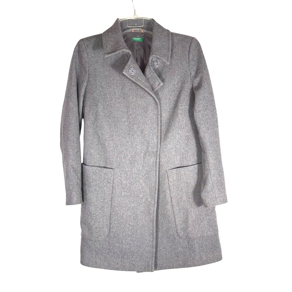 United Colors of Benetton size 44/ US 8 Vintage Wool Blend Gray Women's Coat